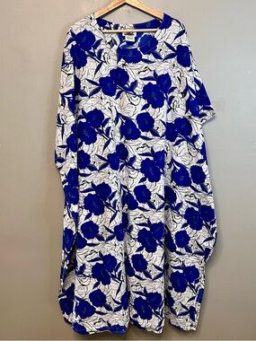 VTG Kaftan Floral Print Muumuu Mrs. Roper Bohemian Beach Cover Up One Size